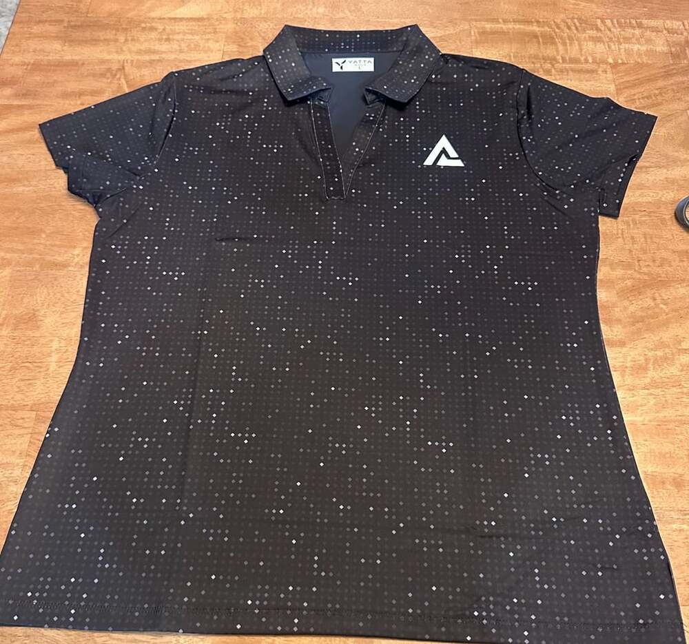 Yatta Golf Polo Shirt Size L Black Diamond Pattern Think Bigger